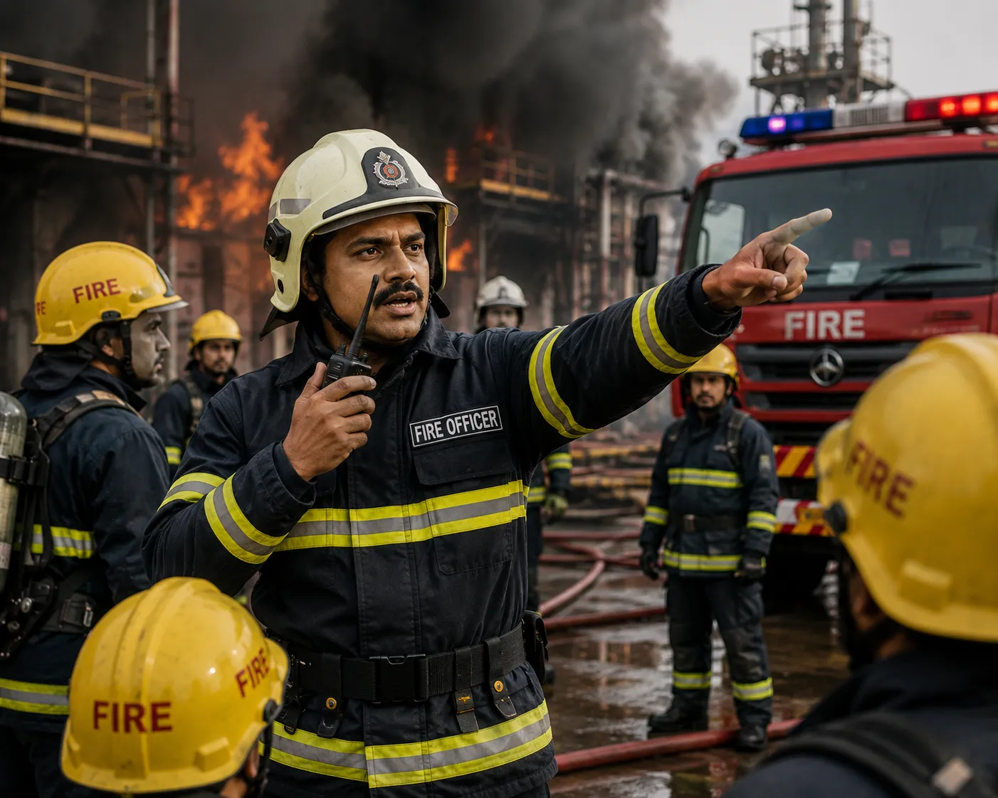 Fire officer leading theresponse