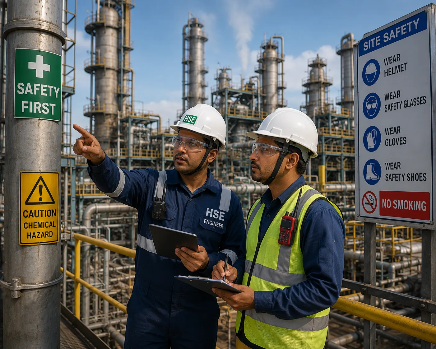 Industrious safety inspection at the plant


